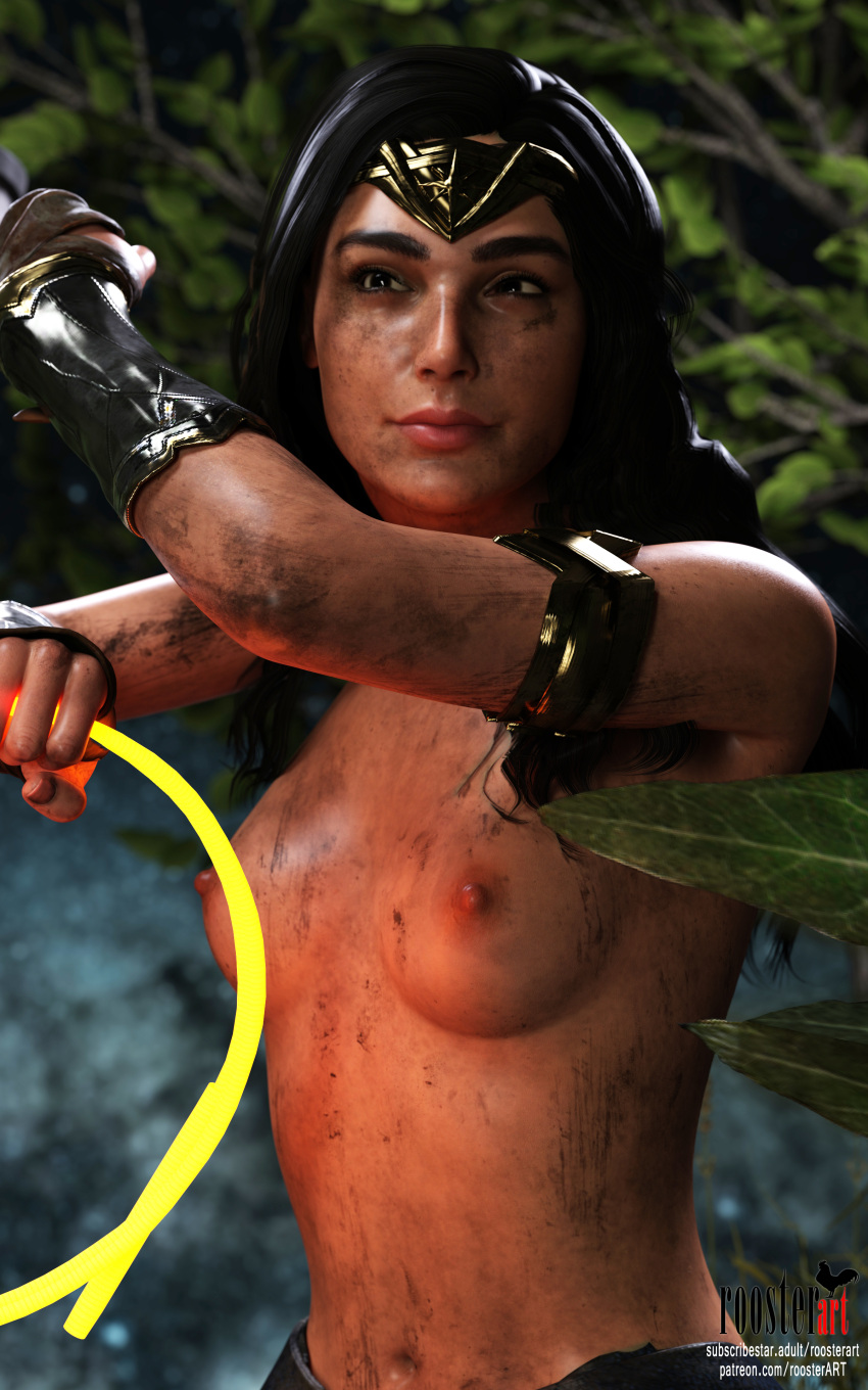 10:16 1girl 1girl 1girl 1girls 3d 3d_(artwork) 4k belly belly_button breasts breasts breasts closed_mouth dark_hair dirt dirty dirty_face dirty_skin erect_nipples female_focus fighting_pose gal_gadot justice_league lasso_of_truth leafs long_hair medium_breasts nipples open_eyes outside partially_clothed patreon patreon_username roosterart small_breasts solo_focus standing subscribestar subscribestar_username superheroine trees wonder_woman