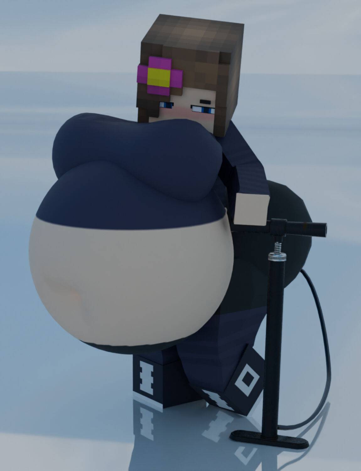 1girl air_pump ass_inflation belly_expansion belly_inflation big_ass big_breasts bike_pump breast_inflation butt_inflation huge_belly inflation jenny_belle jenny_mod minecraft pump source_filmmaker