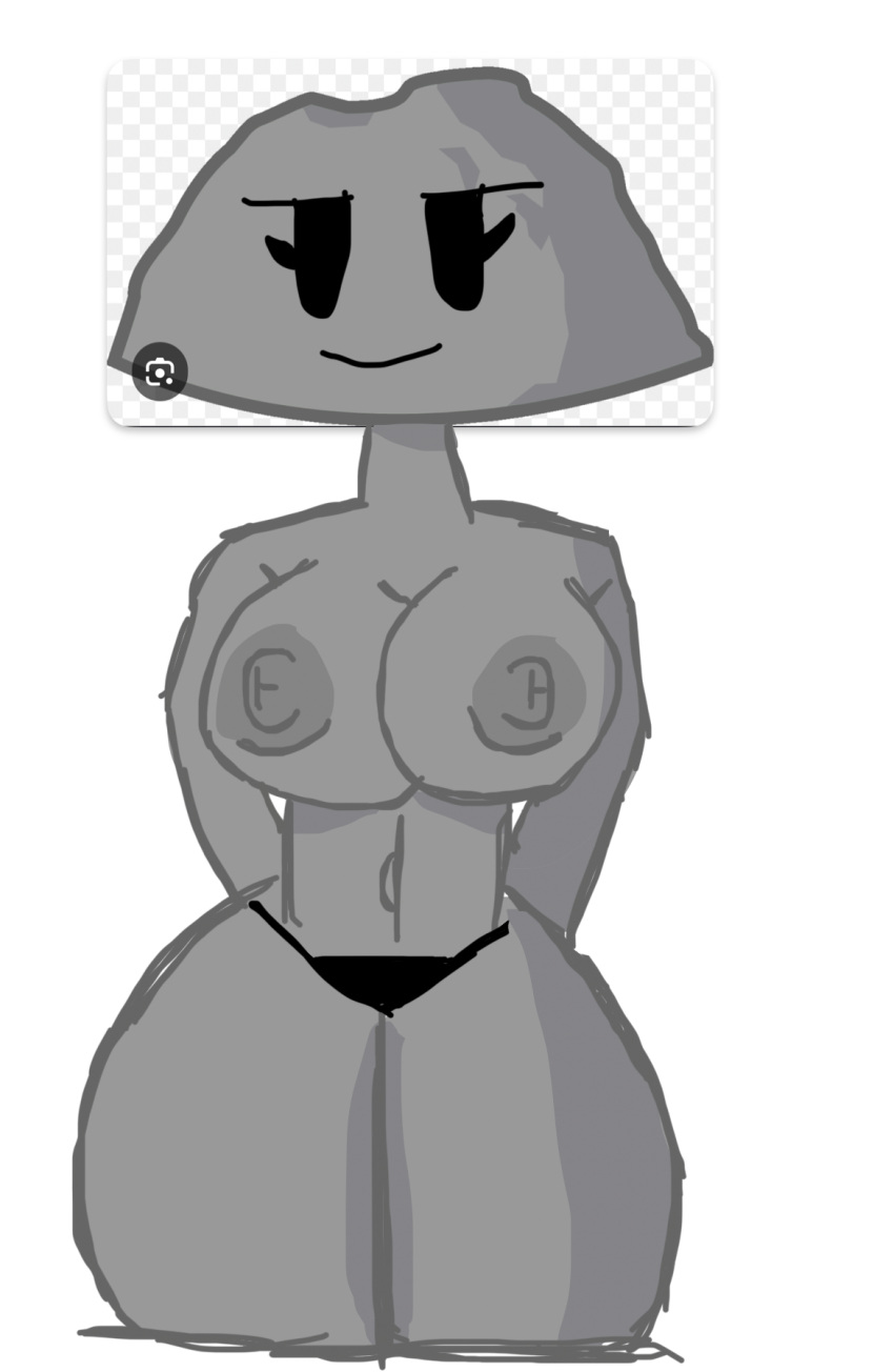 battle_for_dream_island bfdi big_breasts gray_body panties rocky_(bfdi) self_upload