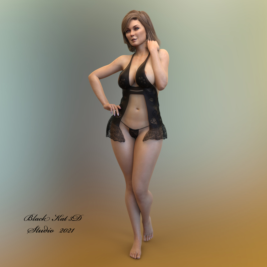 black-kat-3d-studio breasts clothing solo_female