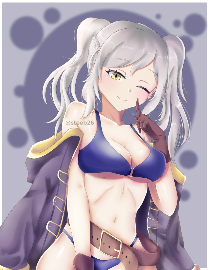 1girl ;) alluring alternate_costume bikini fire_emblem fire_emblem_awakening fire_emblem_heroes nintendo purple_bikini purple_swimsuit robin_(female)_(summer)_(fire_emblem) robin_(fire_emblem) robin_(fire_emblem)_(female) robin_(summer)_(fire_emblem)_(female) steeb swimsuit wink yellow_eyes