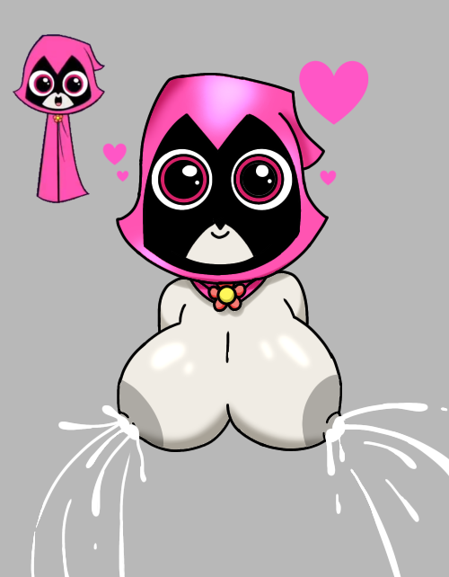 1girl areola artist_request big_areola big_breasts breasts cartoon_network cloak cute_eyes dc female hooded_cloak horny_female huge_breasts looking_at_viewer magenta_eyes milf mostly_nude nipples pink_eyes raven's_emotions raven_(dc) smile solo solo_female squirting_milk teen_titans teen_titans_go topless