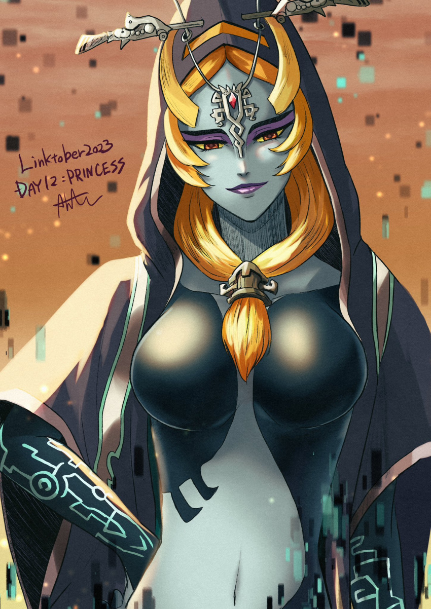 1girl 1girl alluring artist_request big_breasts female_only looking_at_viewer midna nintendo sakuya__996 the_legend_of_zelda twili_midna twilight_princess