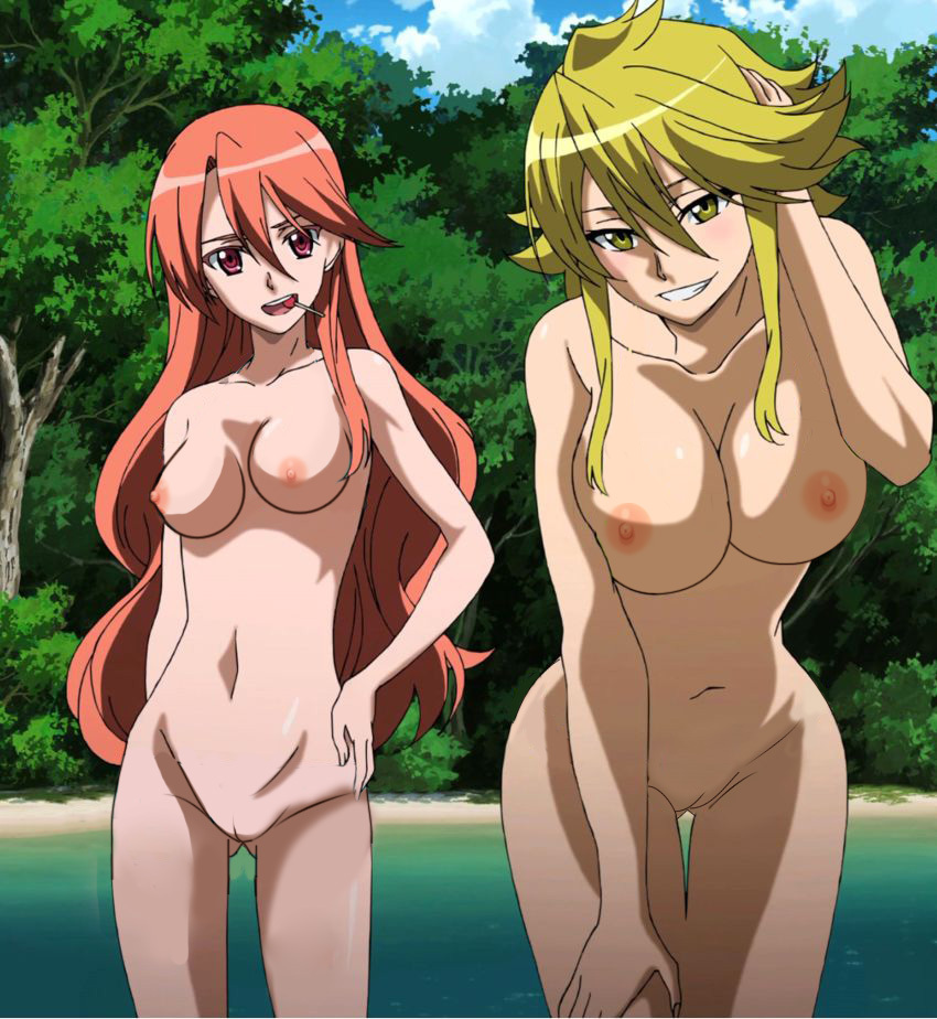 1girl 2018 2_girls adult adults akame_ga_kill! alluring amber_eyes areola auburn_hair bent_over big_breasts big_breasts blonde_hair breast_size_difference chelsea_(akame_ga_kill!) edit female_only lake leone_(akame_ga_kill!) lolipop long_hair looking_at_viewer male_pov medium_breasts navel nipples nude orange_eyes orange_hair outside outside pale-skinned_female photoshop pink_hair pond pov pussy realistic_breast_size screencap short_hair smile teasing thigh_gap thighs tree wide_hips yellow_eyes