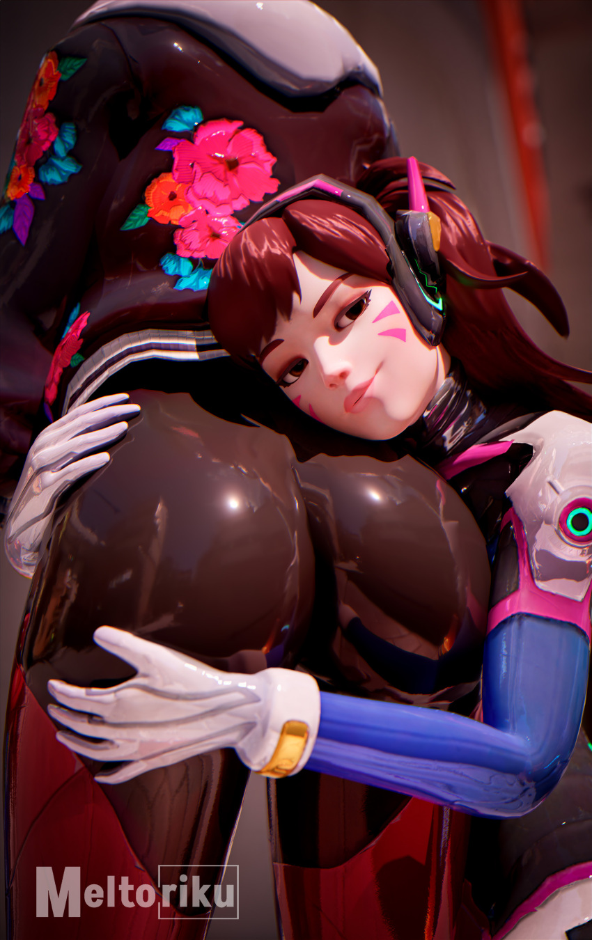 1girl 2_girls 3d 3d_(artwork) 3d_model absurd_res asian asian_female ass ass ass_focus ass_grab ass_on_face back big_ass big_ass blender blender_(software) blender_cycles brown_eyes brown_hair bubble_butt clothed clothing curvy d.va fat_ass female_only from_behind grin high_res high_res kiriko_(overwatch) korean latex latex_armwear latex_clothing latex_gloves latex_legwear latex_suit latex_thighhighs looking_at_viewer meltoriku overwatch overwatch_2 pov_eye_contact smile stockings thick_thighs thighs video_games watermark yuri