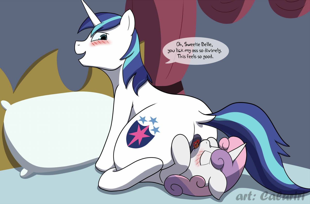 1girl anal anal_oral_sex anal_sex anilingus anus blush caluriri dilf facesitting lipstick lipstick_on_anus male male_facesitting male_facesitting_female oral oral_sex rimjob rimming sex shining_armor_(mlp) sweetie_belle_(mlp) unicorn_pony