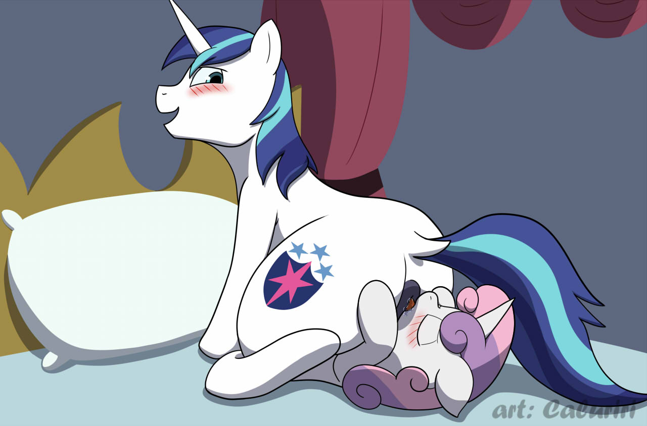 1girl anal anal_oral_sex anal_sex anilingus anus blush caluriri dilf facesitting male male_facesitting male_facesitting_female oral oral_sex rimjob rimming sex shining_armor_(mlp) sweetie_belle_(mlp) unicorn_pony