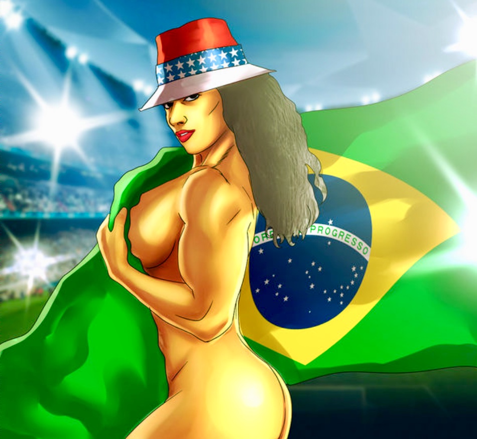 1girl 1girl alluring ass biceps brazilian brazilian_flag breasts brown_skin covering curvy dark_hair duo-03k fanart fit_female fitness_model hat high_res hips karina_nascimento legs long_hair looking_at_viewer milf model muscle muscular_female nude outside parted_lips pinup pinup_girls posing round_ass sexy side_view sideboob slut stadium_background standing thighs tight_ass