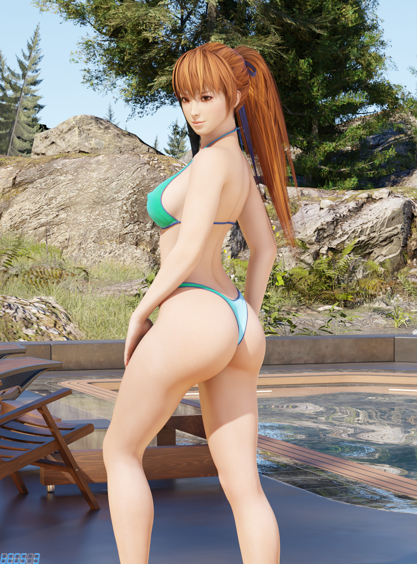 1girl alluring ass auburn_hair bare_legs begs3 bikini brown_hair dead_or_alive dead_or_alive_2 dead_or_alive_3 dead_or_alive_4 dead_or_alive_5 dead_or_alive_6 dead_or_alive_xtreme dead_or_alive_xtreme_2 dead_or_alive_xtreme_3 dead_or_alive_xtreme_3_fortune dead_or_alive_xtreme_beach_volleyball dead_or_alive_xtreme_venus_vacation kasumi kasumi_(doa) kunoichi looking_at_viewer pin_up silf swimming_pool