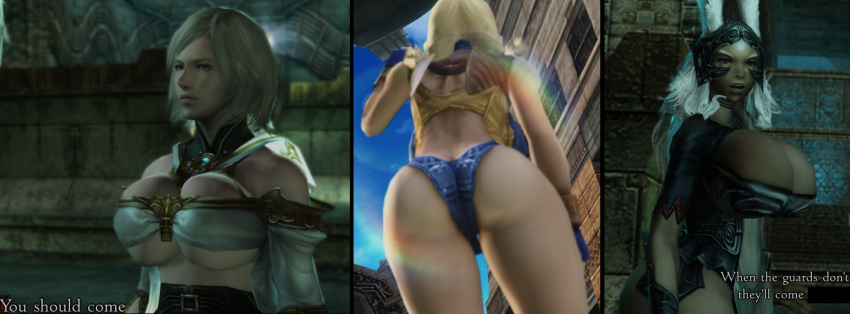 3d ashe ass barely_contained big_ass big_breasts big_breasts bimbo bimbofied blonde_hair breasts final_fantasy final_fantasy_xii fran game_mod gigantic_breasts hips huge_ass huge_breasts huge_hips huge_thighs large_ass mod penelo thick_thighs thighs thong under_boob viera white_hair wide_hips