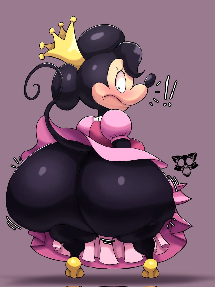 1girl 1girl anthro ass big_ass blush bottomless crowthemadcat disney minnie_mouse plump public_domain royalty shortstack tagme