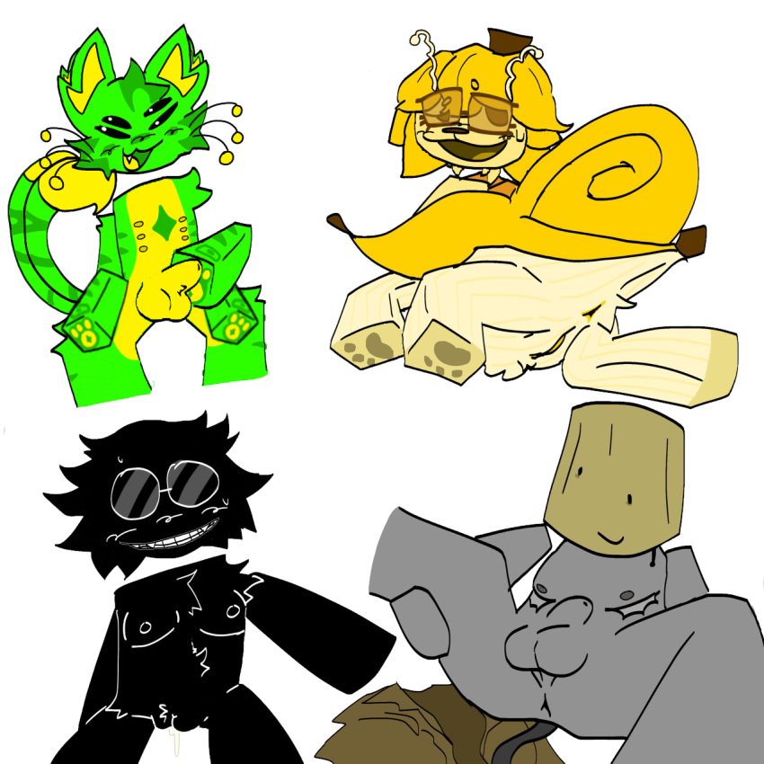 2_girls 2boys 2girls2boys 6_nipples alien alien_cat antennae anthro anus banana banana_peel banana_sheel bive_(regretevator) black_fur blocky_body canid_taur cat centaur edit edited_art fang female four_arms four_eyes fruit_taur furry glasses gnarpy_(regretevator) green_fur grin holding_leg lamp lampert_(regretevator) male multicolored_fur multiple_ears object_head open_mouth pawpads paws presenting_anus presenting_pussy pussy pussy_juice pussy_juice_trail regretevator roblox roblox_game round_glasses small_penis smile snout split_(regretevator) square_glasses sweat tail top_surgery_scars transparent_background two_tails whiskers