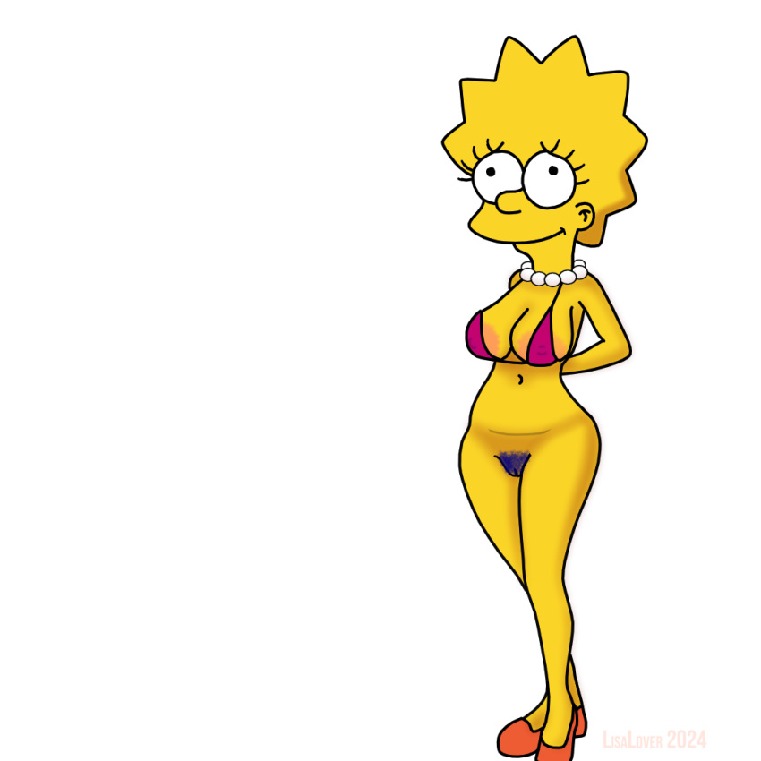 big_breasts bikini bottomless large_areolae lisa_simpson lisalover pussy_hair the_simpsons