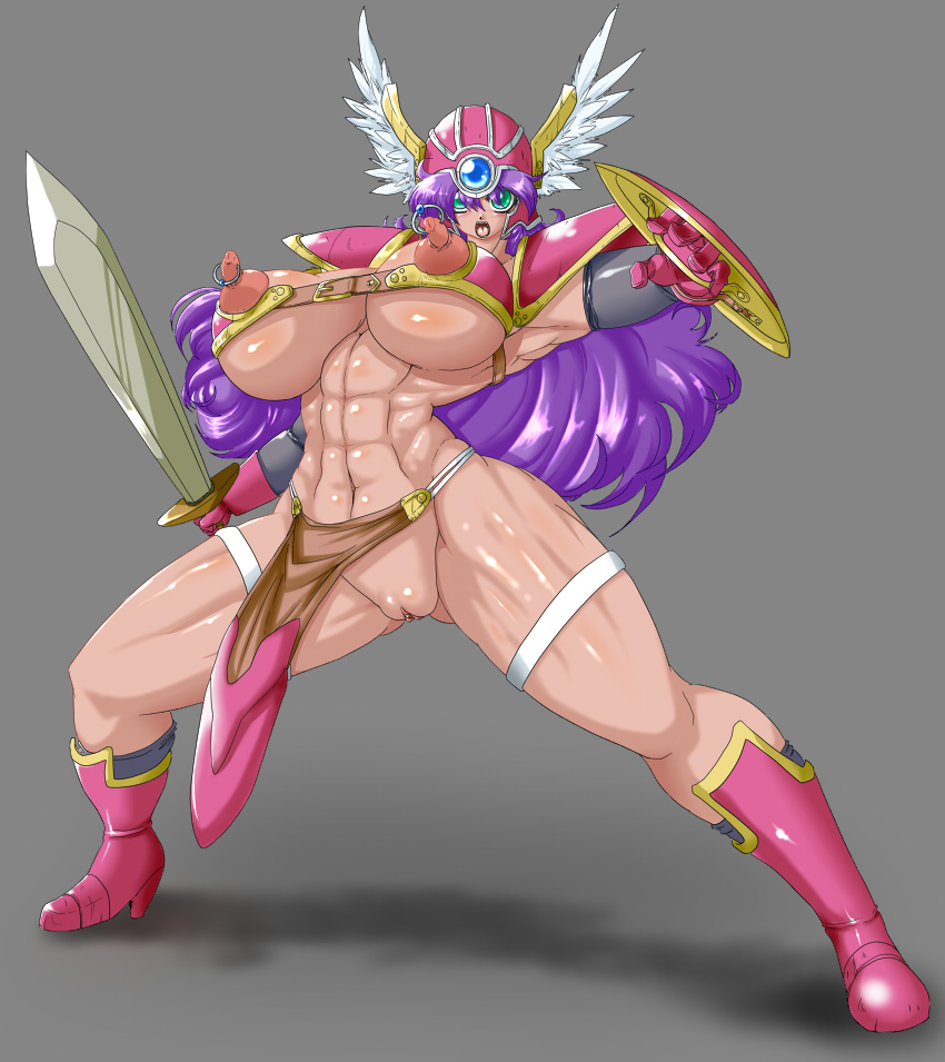 big_breasts big_breasts bikini_armor bimbo breasts clothing dragon_quest dragon_quest_iii horny huge_breasts kimchi_bancho milf nipple_piercing seductive soldier_(dq3) tagme