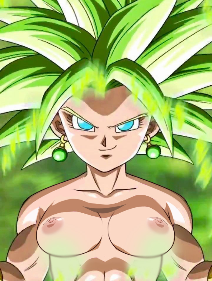 blonde_hair dragon_ball_super green_eyes kefla kefla_(dragon_ball_super) looking_at_viewer medium_breasts muscular_female nekom14 nipples potara_earrings super_saiyan topless