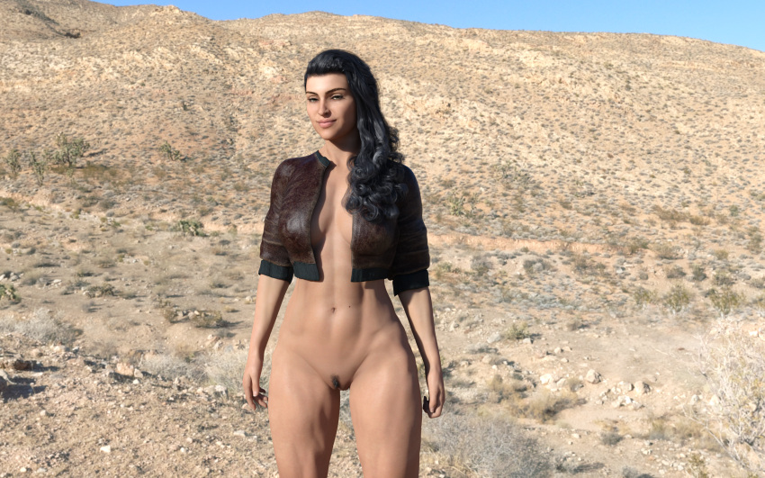 1girl 3d dark_hair female_only long_hair looking_at_viewer muscular muscular_female pubic_hair pussy spodvohomg