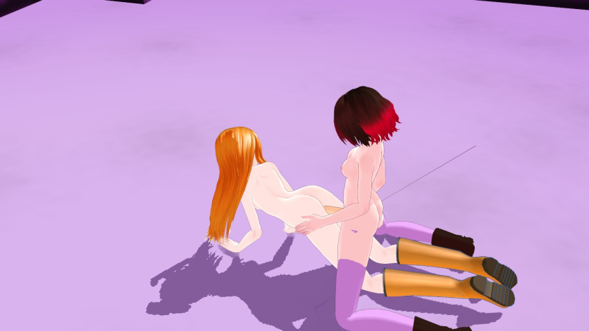 2girls 3d agate_lightvale anal ass bete_noire betty_noire boot boots brown_hair buttjob doggy_position futa_with_female futanari glitchtale long_boots long_hair medium_breasts mikumikudance mmd no_bra no_panties orange_eyes orange_hair pink_eyes pink_hair short_hair stockings undertale_au yuri