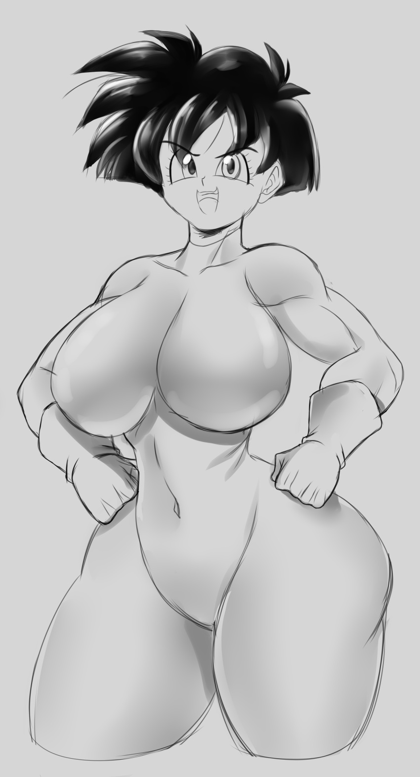 1girl big_breasts black_hair breasts dragon_ball dragon_ball_z short_hair videl