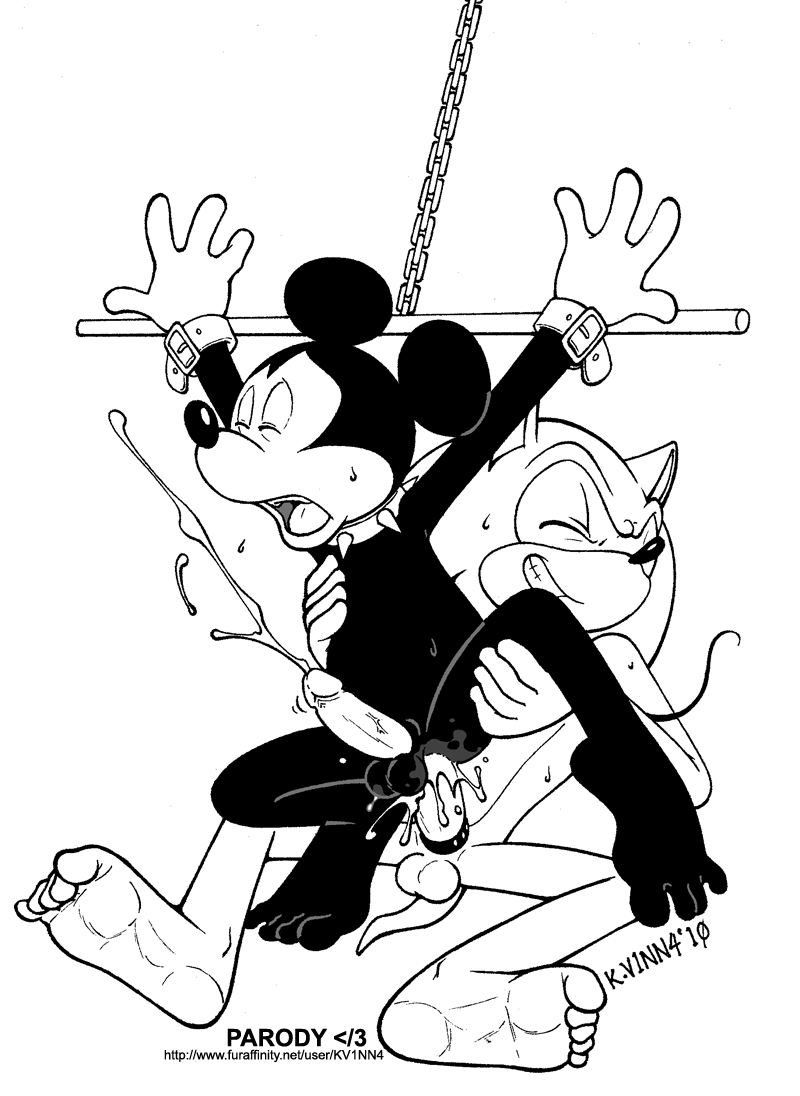 2010 anal cum cum_inside cum_while_penetrated disney duo fur furry furry_only greyscale hedgehog male male_only mammal mickey_mouse monochrome multiple_males sega sonic_the_hedgehog white_background yaoi