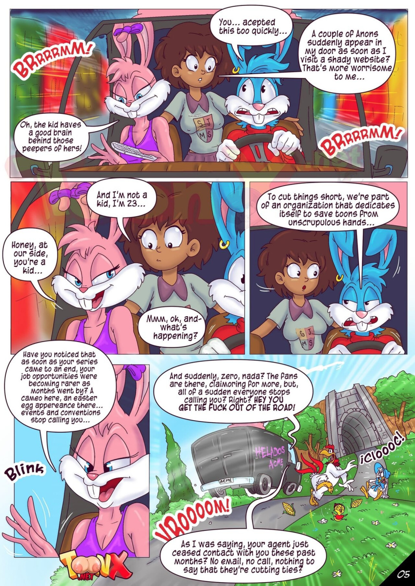 1boy 1girl 2_girls amphibia anne_boonchuy babs_bunny buster_bunny club_toonx_fantasy comic crossover disney furry tiny_toon_adventures warner_brothers