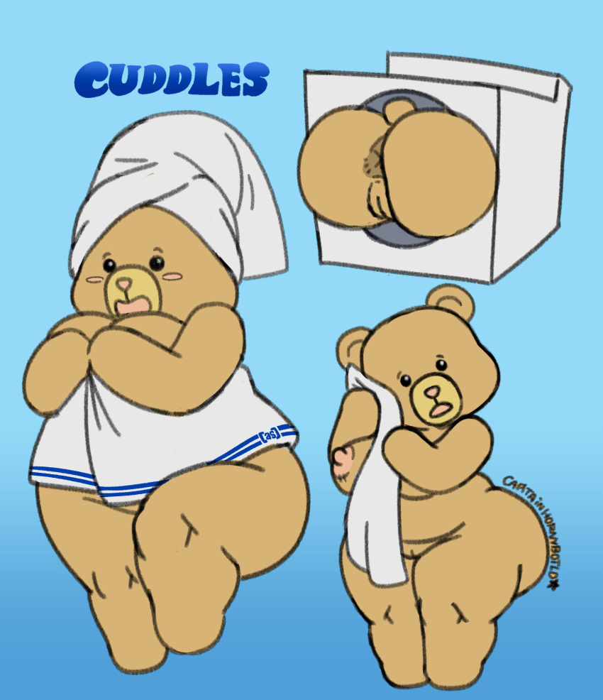 1girl adult_swim animate_inanimate anthro anus appliance areola ass barely_covered beady_eyes bear big_ass big_breasts black_eyes blue_background blush breasts brown_body brown_fur cap.hornybotellie49 captainhornybotld covering covering_self cuddles_(robot_chicken) doll embarrassed featureless_feet featureless_hands female female_only fur furry furry_only genderswap genitals high_res huge_ass living_doll living_plushie living_toy looking_at_viewer nipples nude pink_areola pink_nipples pink_nose pinup plushie pussy robot_chicken short_stack shortstack simple_background slightly_chubby solo stuck stuck_in_object stuck_in_washing_machine stuffed_animal stuffed_bear stuffed_toy tail text thick_thighs through_wall towel towel_on_head towel_only washing_machine wide_hips