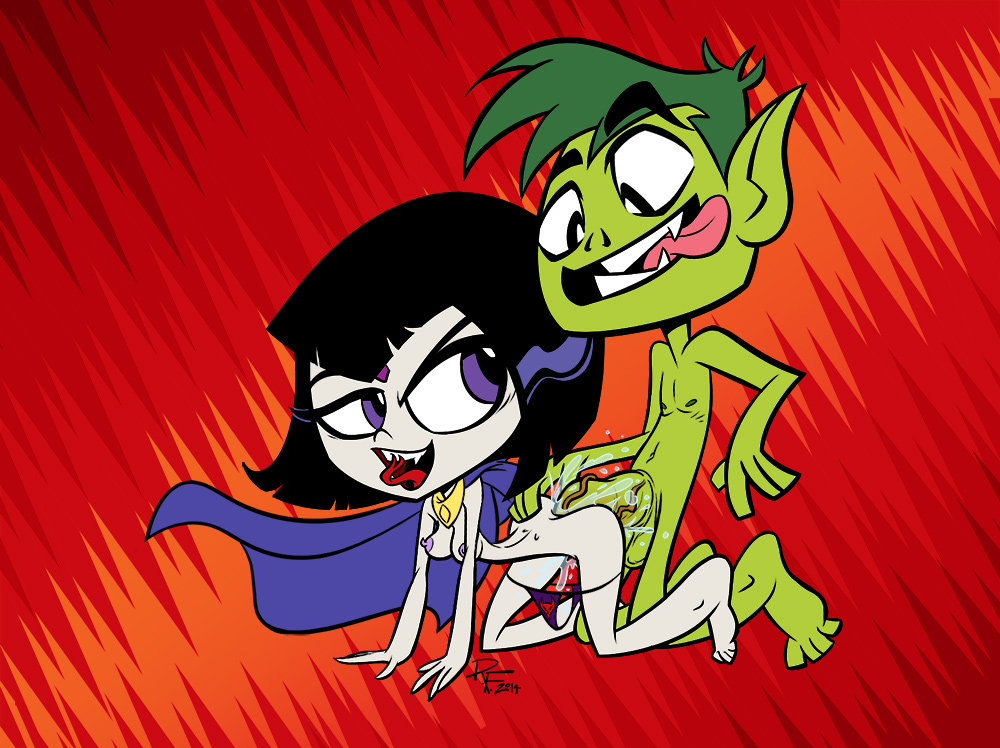 1girl anal beast_boy comics dc_comics doggy_position male raven_(dc) rickfields teen_titans teen_titans_go