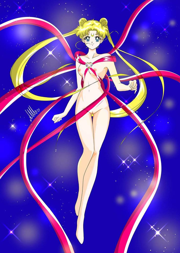 1girl blonde_hair blue_eyes long_hair medium_breasts nekom14 nipples pussy sailor_moon transformation tsukino_usagi twin_tails usagi_tsukino