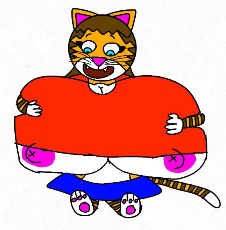 1girl 2022 2023 44_cats 44cats animation big_breasts big_breasts blue_eyes blue_skirt breast_expansion breast_grab breasts breasts breasts_outside brown_hair cat_tail cats_with_tits catswithtits clothes flipaclip genderswap ginesbuffycats grabbing grabbing_own_breast huge_breasts kittentits lampitella_gines lampitellagines milady's_family milady'sfamily miladys'family miladysfamily open_mouth orange_body orange_skin pink_ears pink_nose red_shirt redgines rule34 rule_34 sharp_teeth teeth under_boob white_background