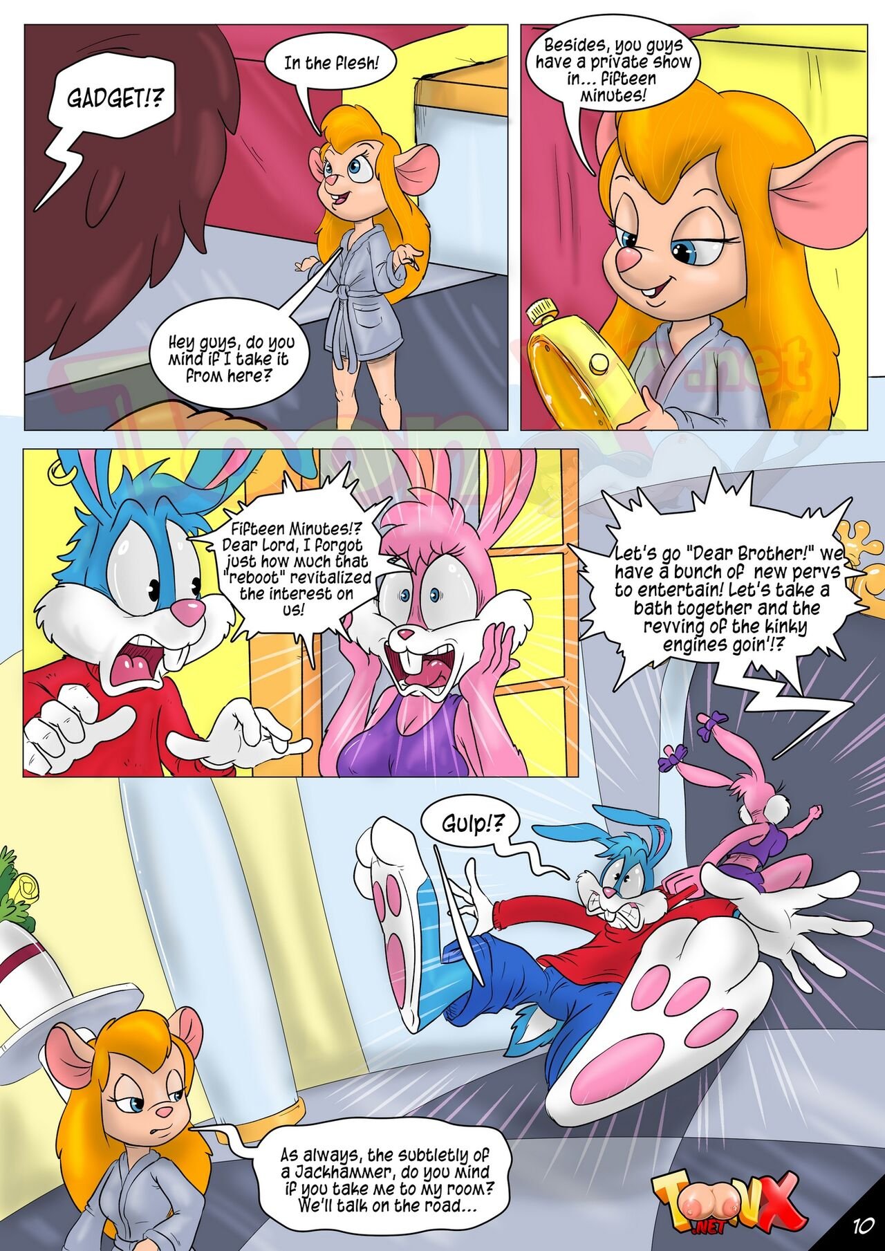 1boy 1girl 3_girls amphibia anne_boonchuy babs_bunny buster_bunny chip_&amp;_'n_dale_rescue_rangers club_toonx_fantasy comic crossover disney furry gadget_hackwrench tiny_toon_adventures warner_brothers