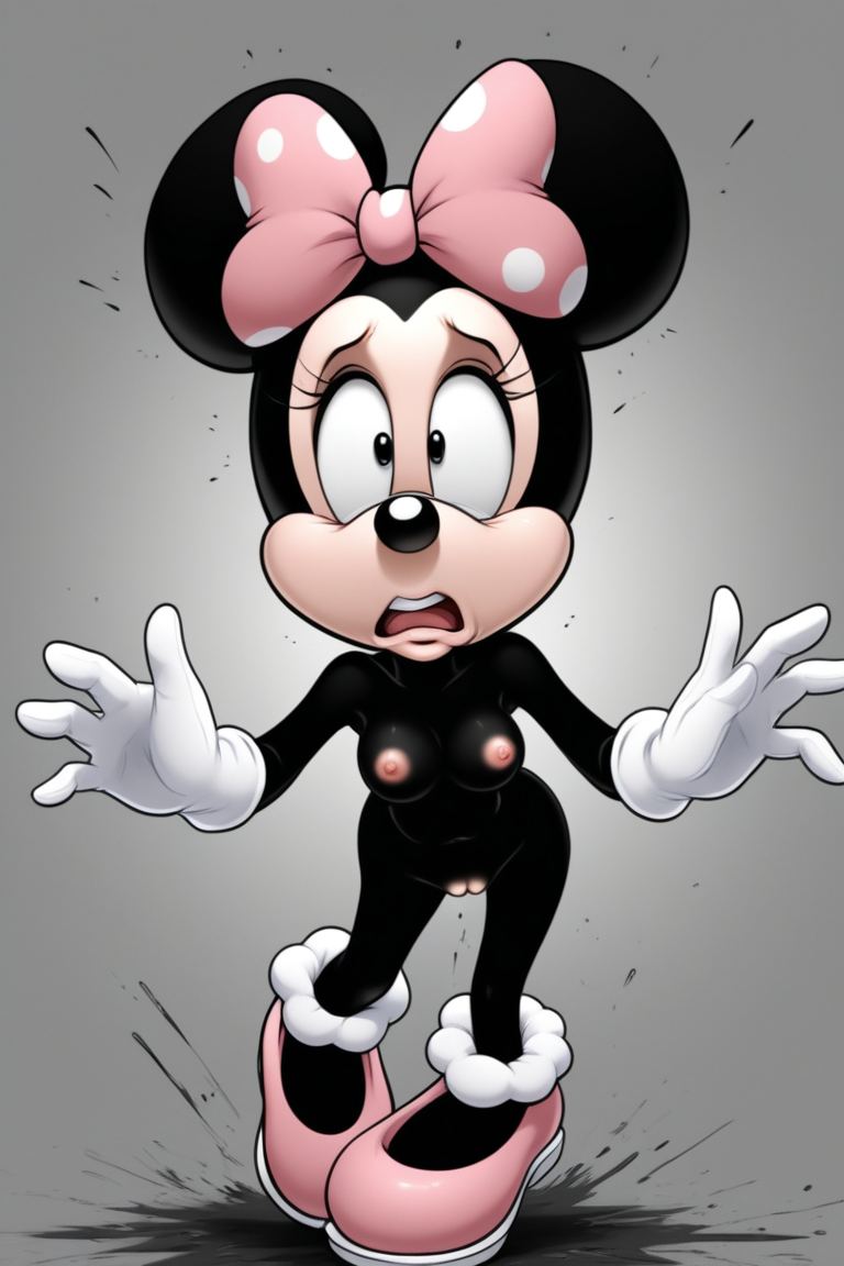 ai_generated bow cartoon disney falling minnie_mouse