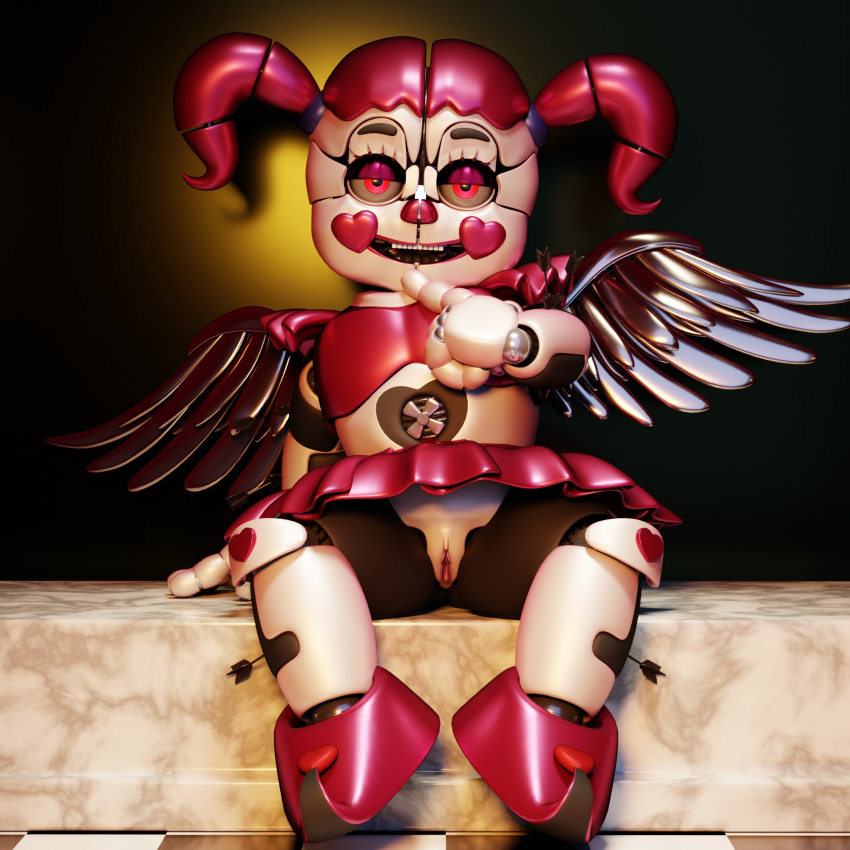 1girl 2021 3d 3d_(artwork) animatronic bedroom_eyes circus_baby_(fnaf) clown clown_girl dark_wings female_focus finger_to_chin finger_to_mouth five_nights_at_freddy's five_nights_at_freddy's:_sister_location five_nights_at_freddy's:_special_delivery five_nights_at_freddy's_ar full_color heart_cheeks heartsick_baby_(fnaf) leaning_back legs_apart looking_at_viewer no_penetration pigtails pink_eyes pink_hair pink_shoes pink_skirt presenting presenting_pussy purple_wings pussy pussy_lips robot robot_girl rosy_cheeks seductive seductive_eyes seductive_look shoes sitting skirt solo_female solo_focus spread_legs spreading_legs twin_tails wings zxxxarts