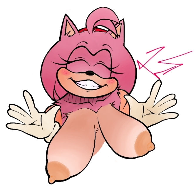 1000cringestar2_(artist) 1000cringestare_(artist) 2024 amy_rose big_breasts boobs_out breasts breasts_out drooping_breasts sega sega self_upload sonic_the_hedgehog_(series)