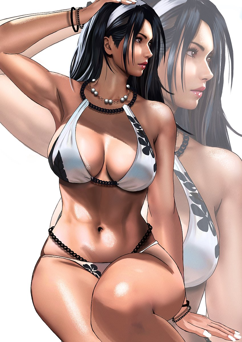 1girl 1girls abs armpits arms_up athletic_female big_ass big_breasts bikini cleavage crossed_legs female_only japanese japanese_female jun_kazama kazama_jun kittymiya light-skinned_female milf mommy mommy_kink namco navel tekken tekken_2 tekken_8 tekken_tag_tournament tekken_tag_tournament_2 thick_thighs voluptuous