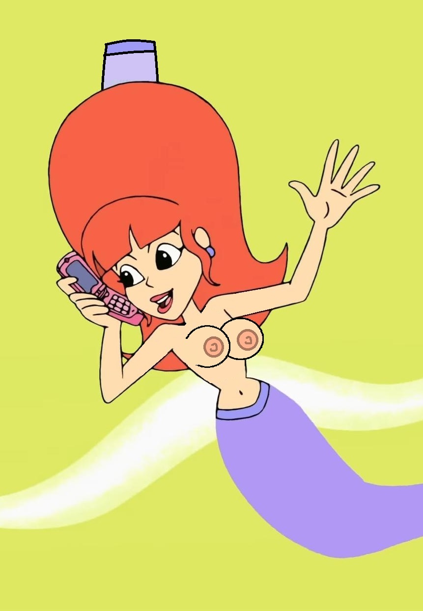 1girl 1girl 2024 black_eyes breasts cartoon_network female_only first_porn_of_character first_porn_of_franchise lipstick navel nipples no_bra open_mouth phone pink_panther_and_pals red_hair screenshot_edit the_ant_and_the_aardvark the_genie