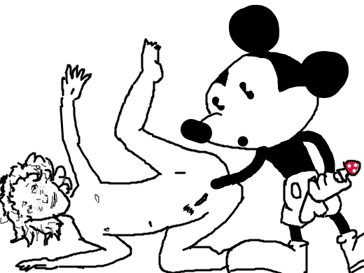 1girl disney hand_on_ass male mickey_mouse penis tagme