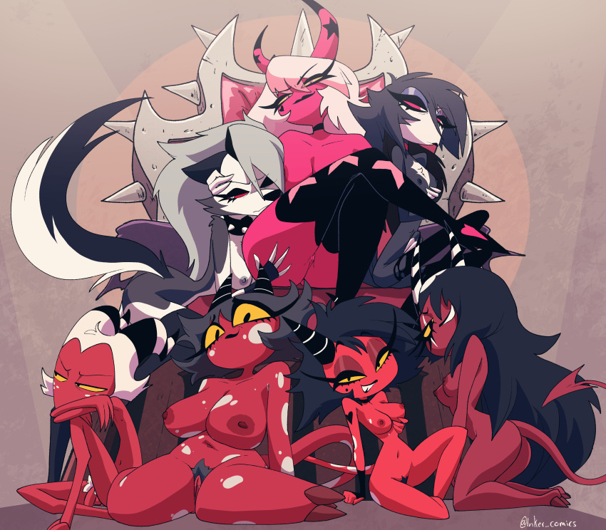 1boy 2d 6girls absurd_res absurd_res age_difference areola avian avian_demon avian_humanoid big_breasts bird bird_humanoid black_hair breasts canid canine canine_humanoid canis crossed_legs demon demon_boy demon_girl demon_horns demon_humanoid eyelashes face_in_breasts flaccid freckles grey_hair grin hair_over_one_eye hand_on_another26230393bs_chest hand_on_another26230393bs_head hellhound helluva_boss high_heel_boots huge_ass humanoid husband_and_wife imp inker_comics inkershike lin_(helluva_boss) lipstick long_hair looking_at_viewer looking_to_the_side loona_(helluva_boss) mature_female medium_breasts medium_hair milf millie_(helluva_boss) mole mole_under_eye mother_&_daughter moxxie_(helluva_boss) multiple_girls naked_footwear naughty_face nipples non-mammal_breasts nsfw nude octavia_(helluva_boss) penis pink_eyes pink_skin pubic_hair red_sclera red_skin sallie_may_(helluva_boss) short_hair sitting skinny small_breasts smaller_female smaller_male smile succubus teen thick_thighs thin thin_arms thin_female thin_waist throne verosika_mayday_(helluva_boss) vivienne_medrano voluptuous watermark white_eyes wide_hips yellow_sclera young younger_female