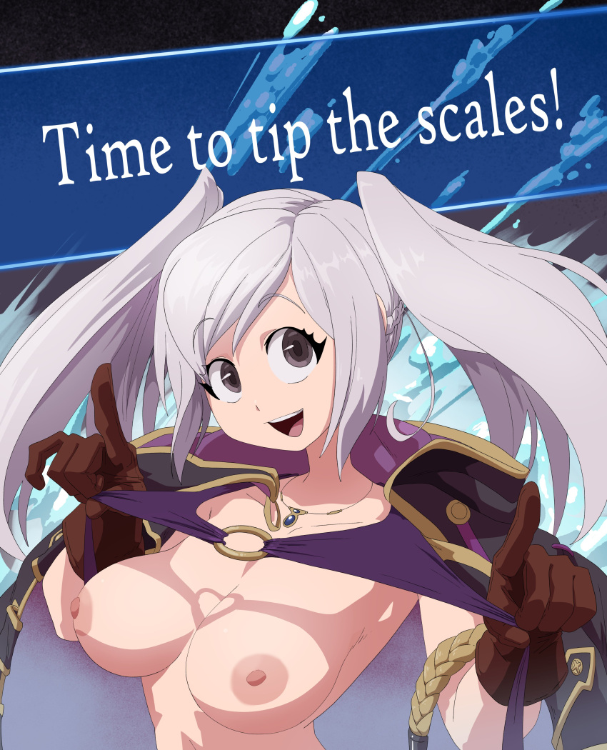 1girl 1girl 1girls alternate_costume bikini bra_lift breasts breasts_out coat coolerinker english_text fire_emblem fire_emblem_awakening fire_emblem_heroes gloves inker_comics inkershike necklace nintendo nipples o-ring o-ring_bikini official_alternate_costume purple_bikini purple_swimsuit robin_(female)_(summer)_(fire_emblem) robin_(fire_emblem) robin_(fire_emblem)_(female) swimsuit text twin_tails