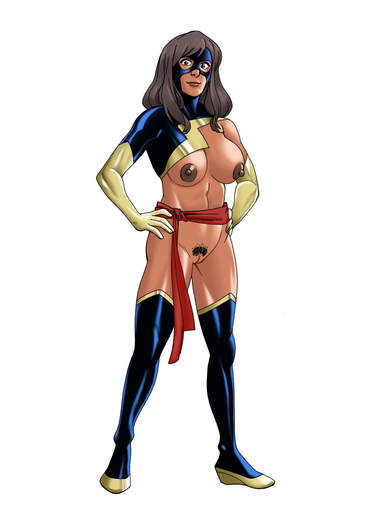 1girl 1girls altered_costume bleepideeboop boots breasts breasts_out brown_eyes brown_hair brown_nipples cosplay dark-skinned_female dark_skin erotic_earth female_only gloves human human_only inhuman kamala_khan looking_at_viewer marvel marvel_comics mask modified_costume ms._marvel ms._marvel_(kamala_khan) older older_female pakistani pakistani_female partially_nude pose posing posing_for_the_viewer scarf unshaved_pussy young_adult young_adult_female young_adult_woman