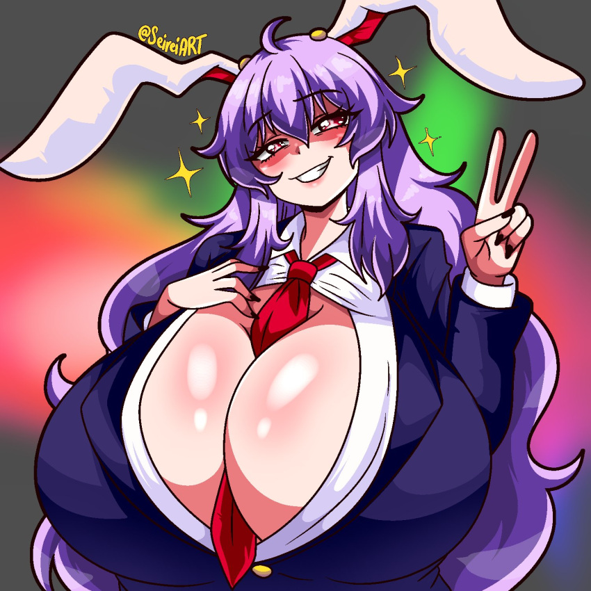 big_breasts purple_hair reisen_udongein_inaba seireiart touhou