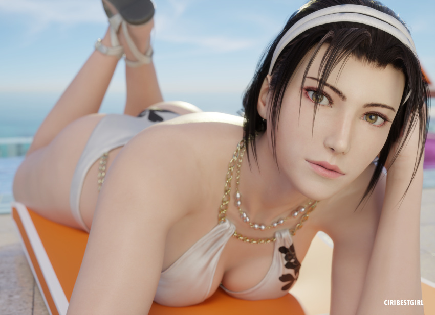 1girl 3d alluring ass athletic athletic_female big_ass big_breasts bikini ciribestgirl cleavage female_focus female_only fit_female high_res image_set jewelry jun_kazama kazama_jun light-skinned_female light_skin milf namco outside pool poolside pov selfpic t tekken tekken_2 tekken_8