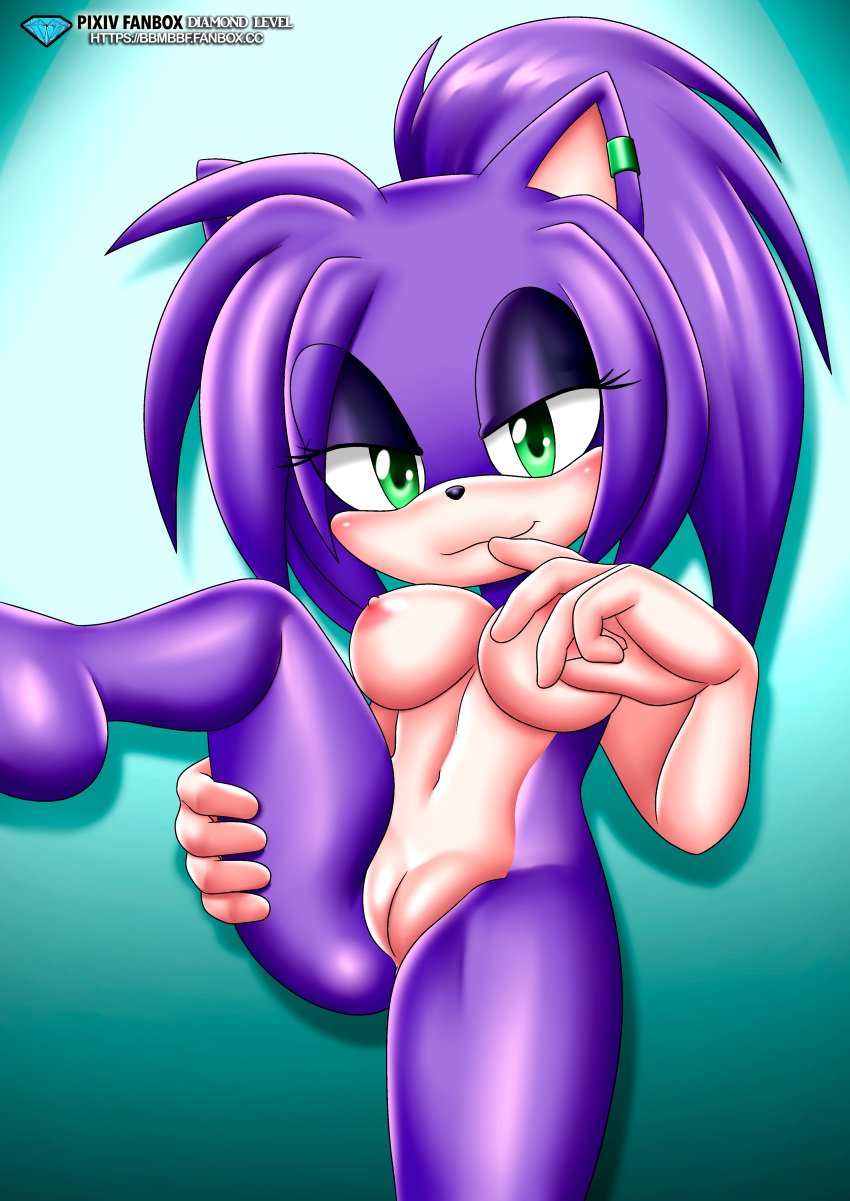 1girl anthro bbmbbf blush breasts diamond_level female_only looking_at_viewer mobian_(species) mobius_unleashed nipples nude original_character palcomix pietros_secret_club pussy sega sonic_the_hedgehog_(series)