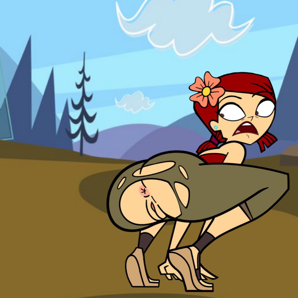 1girl 2d artist_request ass australian_cattle_dog bubble_butt capri_pants crotchless earrings female_focus female_only flower_in_hair long_hair looking_back pussy pussy red_hair sandals squatting tagme total_drama:_revenge_of_the_island total_drama_(series) total_drama_island wardrobe_malfunction wide_hips zoey_(tdi)