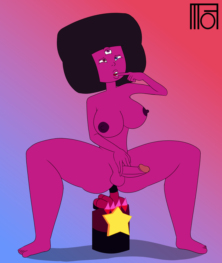 1futa 3_eyes afro anal anal_insertion anal_masturbation anal_penetration anal_sex balls big_ass big_ass big_breasts dark_skin dickgirl futa_only futanari garnet_(steven_universe) intersex masturbation moffoffo penis penis red_skin steven_universe thick thick_ass thick_legs thick_thighs