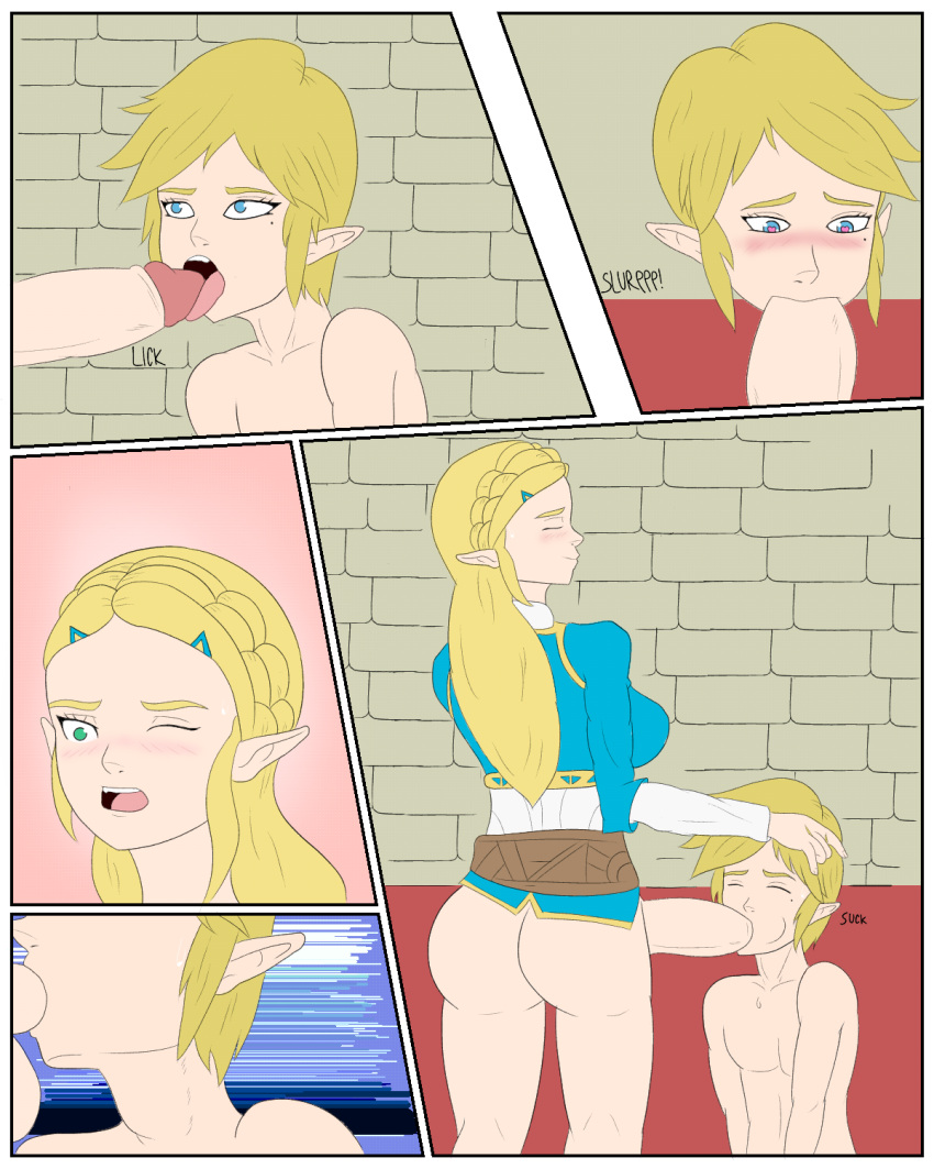 1boy 1futa comic fellatio futanari futanari_on_male link oral princess_zelda rolovo tagme the_legend_of_zelda zelda zelda's_research_(comic) zelda_(breath_of_the_wild)